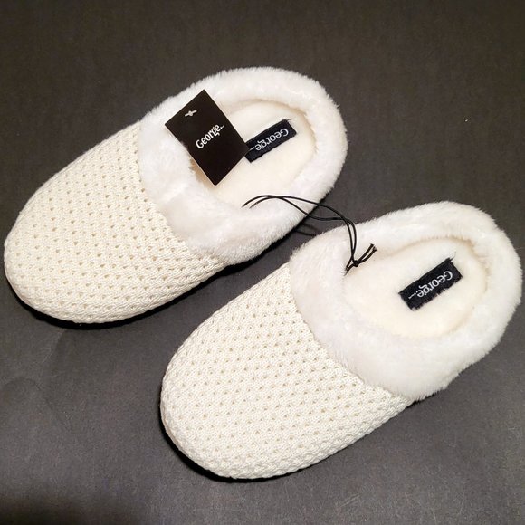 NEW George Ladies Slippers, Off-White, 9/10, L - Picture 1 of 11